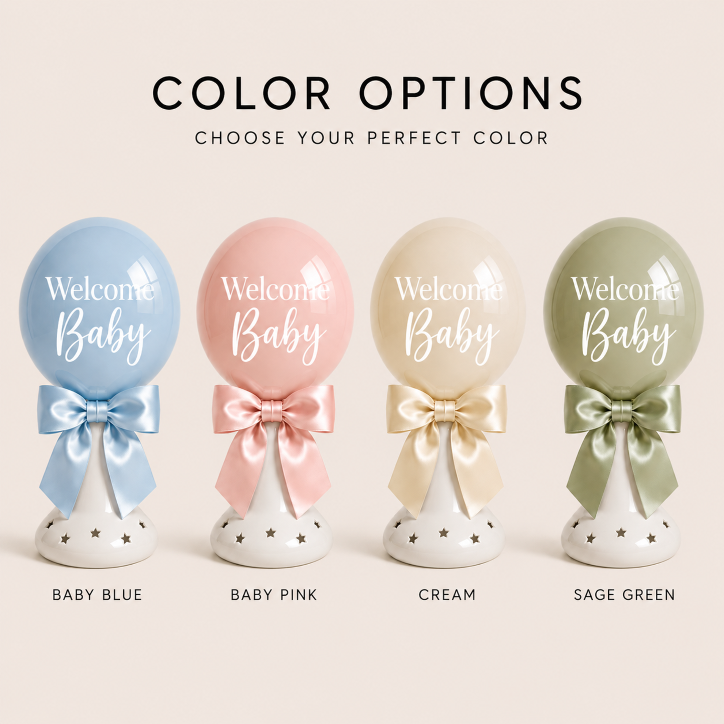 Welcome Baby Balloon Centerpiece on Display Stand