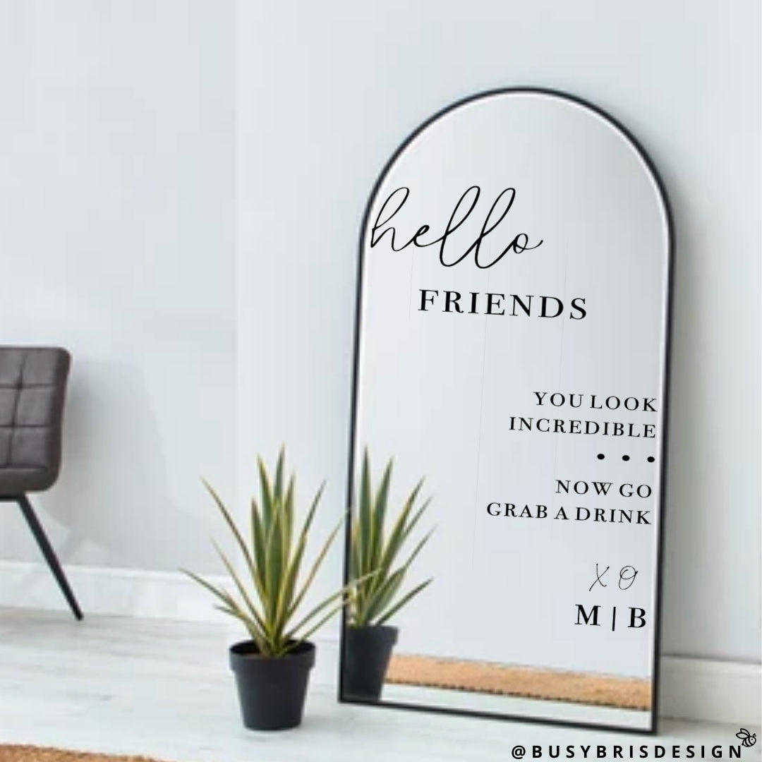 Hello Friends Wedding Mirror Decal