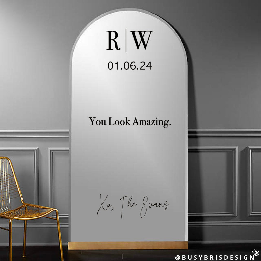 Custom Couple's Initials Wedding Mirror Decal