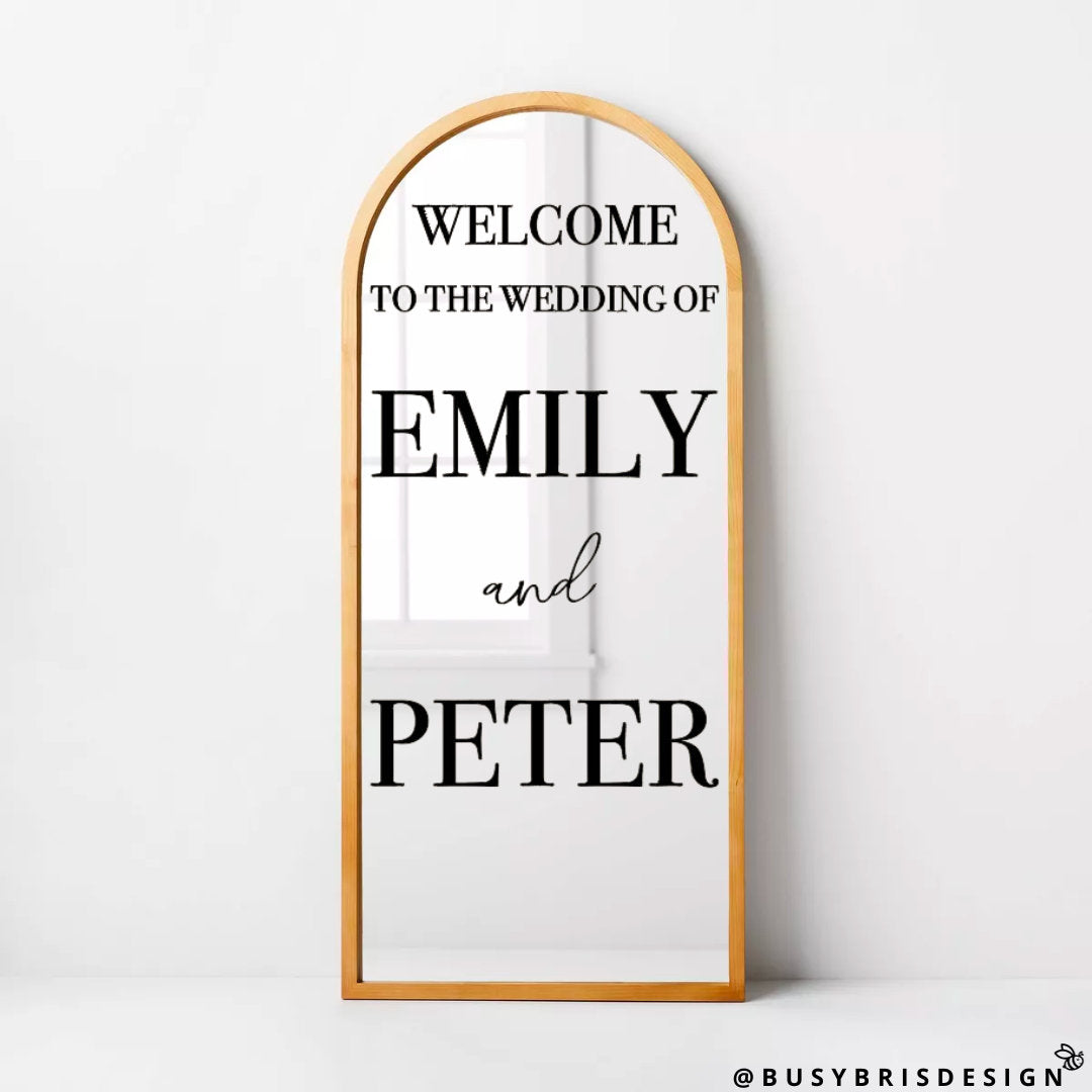 Welcome To The Wedding Of _____ Wedding Mirror Decal