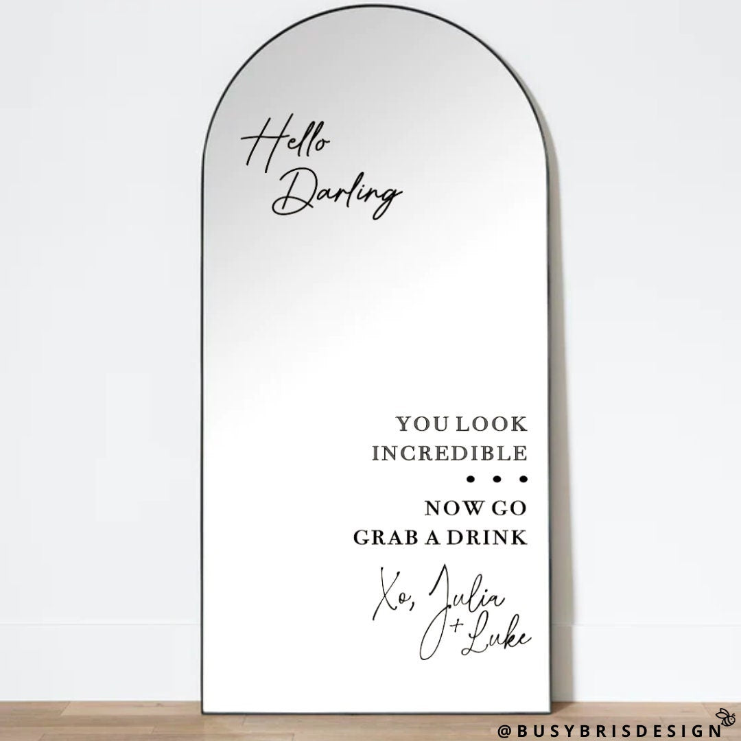 Hello Darling Wedding Mirror Decal