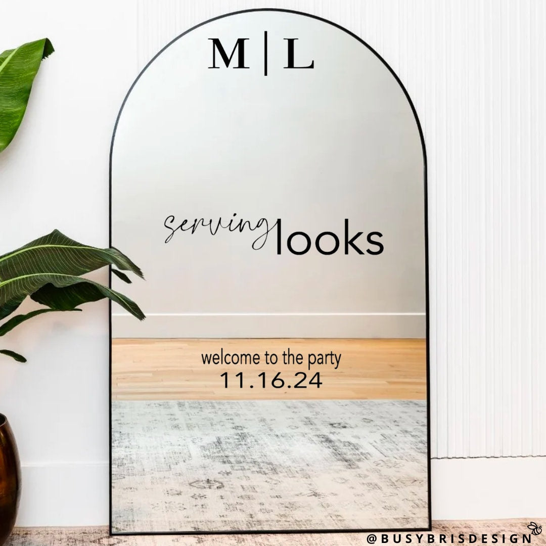 Serving Looks Wedding Mirror Decal