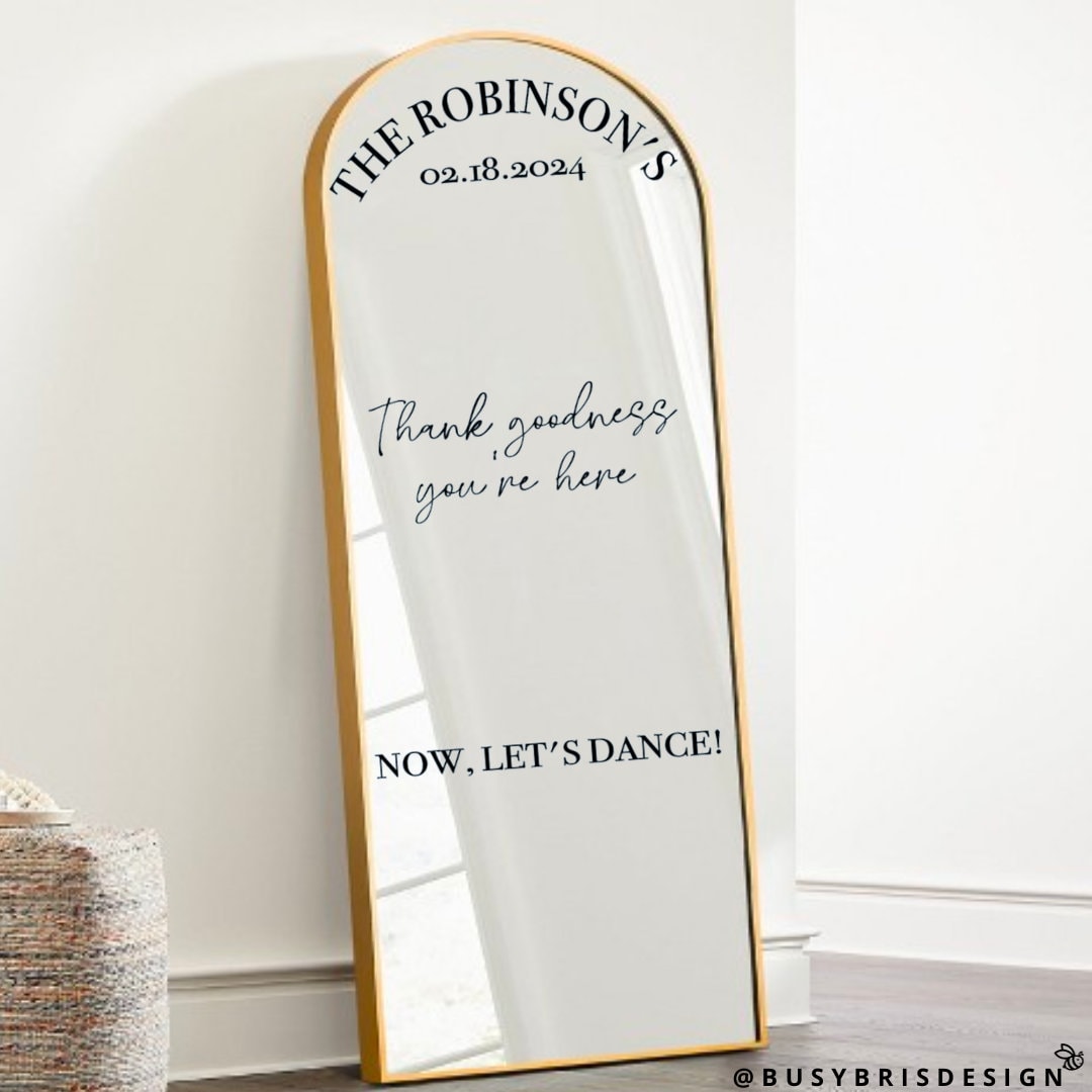 Thank Goodness You Are Here Wedding Mirror Decal