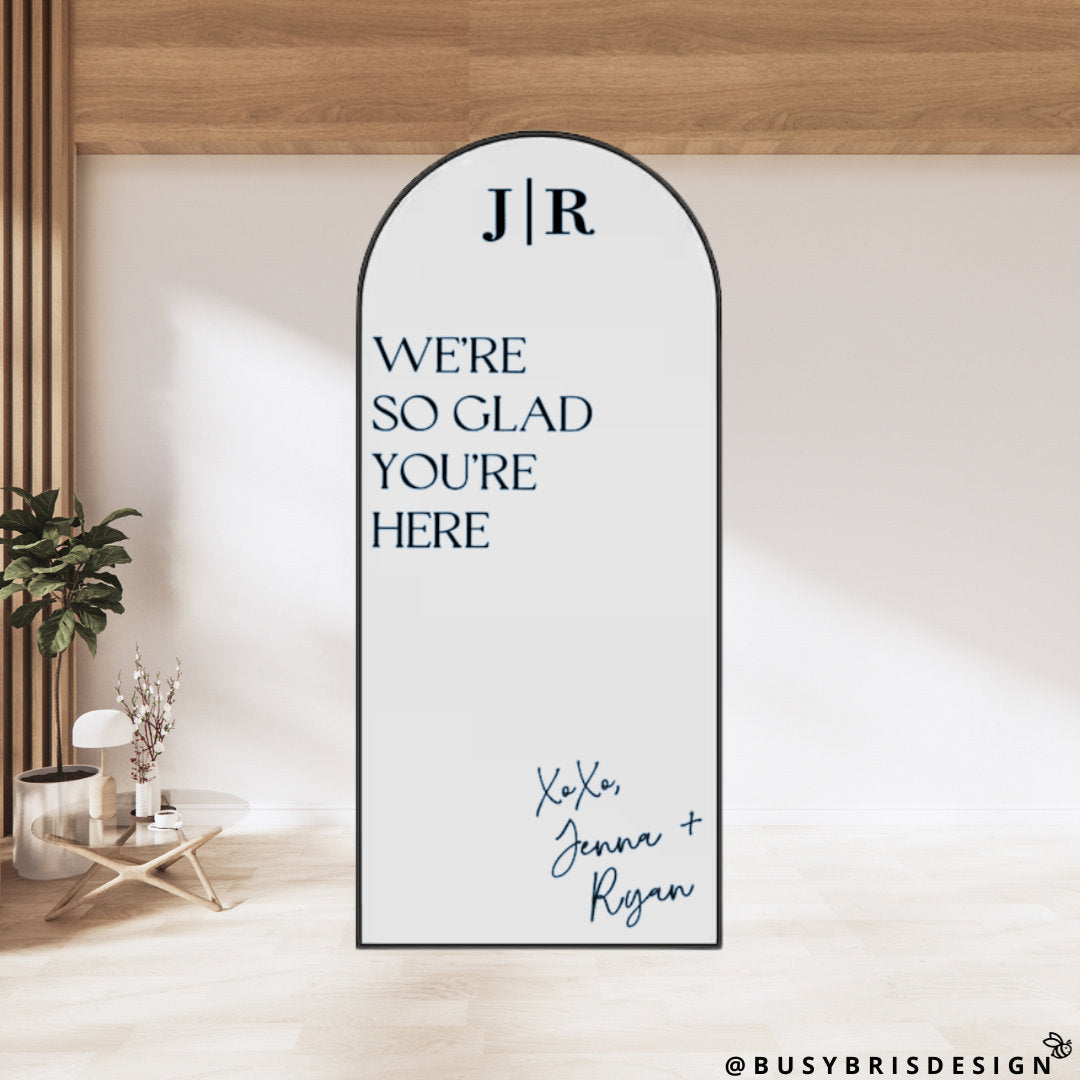 We're So Glad You're Here Wedding Mirror Decal