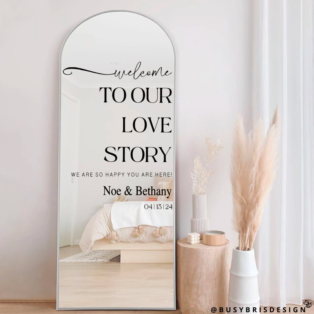 Welcome To Our Love Story Wedding Mirror Decal